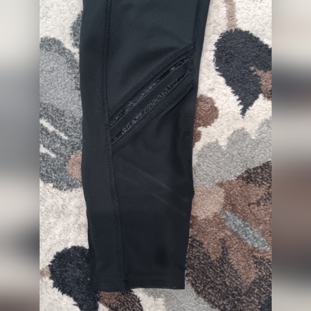 Rag Yoga Pants Black Leggings Women's Large Pockets Ankle Mesh Active Wear - Picture 4 of 8
